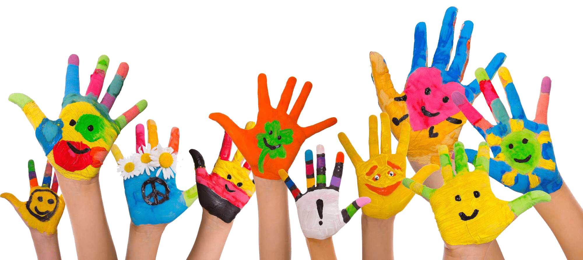 Colorful painted hands