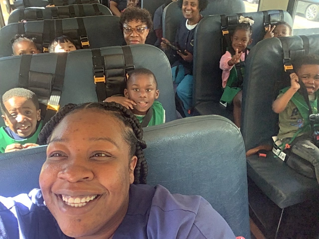 Children & Teachers on Bus for Field Trip