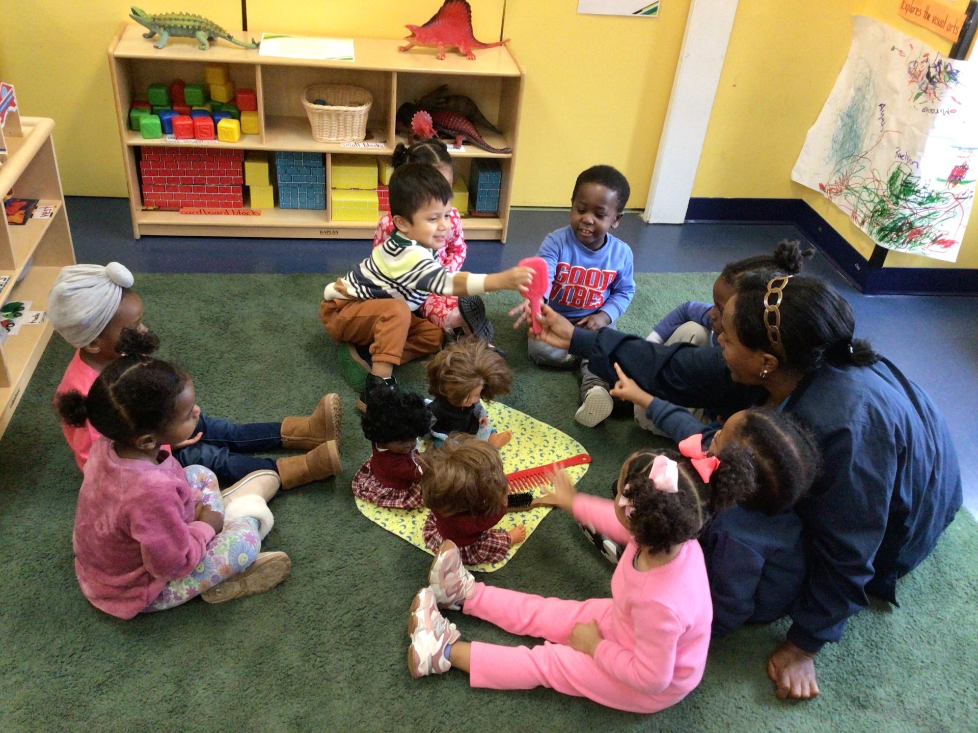 Children with Dolls at Circle Time