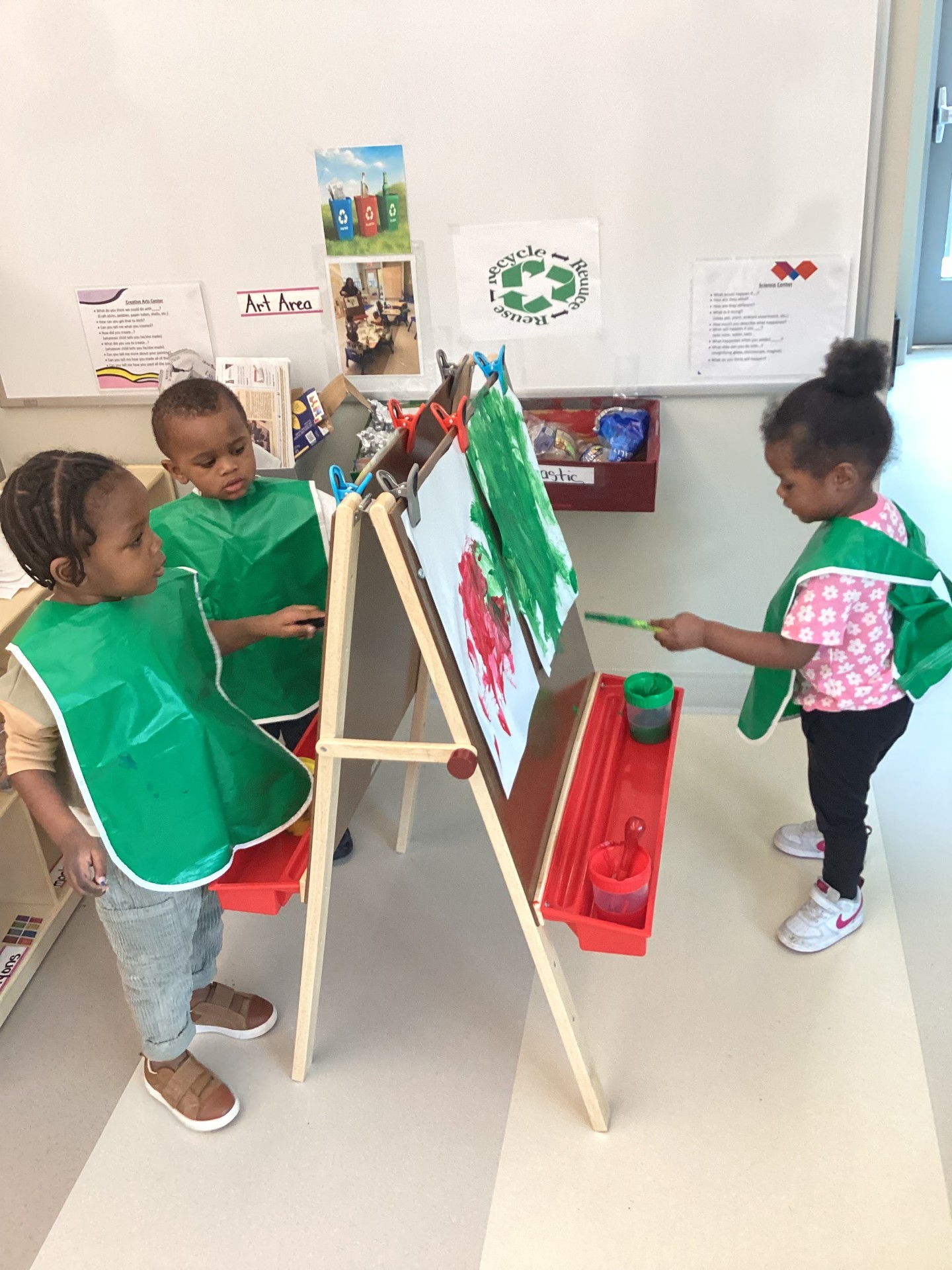 Children Painting at Easel